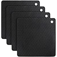Los mejores  - flintronic 4pcs Salvamanteles de Silicona- Sostenedor de Pote de Silicona Estera Antideslizante- Resistente al Calor…